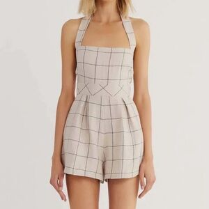 Rumer Quinn Linen Playsuit Halter Romper Natural Large New with Tag